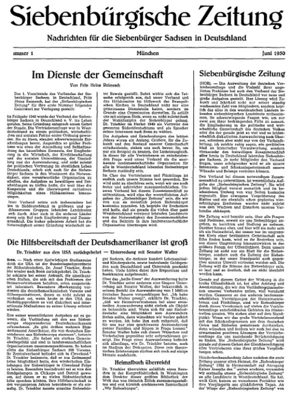 Die erste Ausgabe der Siebenbrgischen Zeitung ...