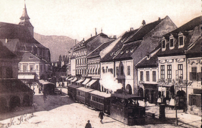 Dampfbetriebene Straenbahn in Kronstadt (1899) ...