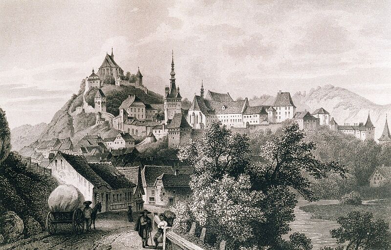 Schburg um 1852, Radierung von L. Rohbock ...