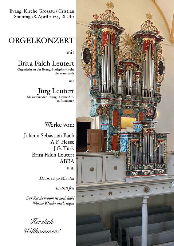 Plakat des Orgelkonzerts in Groau ...