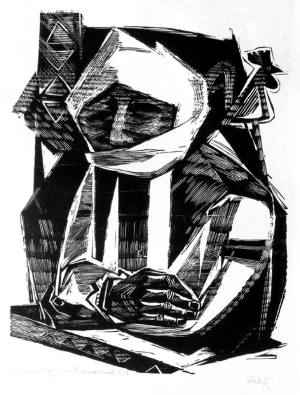 Vergn�gte Alte, Holzschnitt,  46 x 36 cm, 1986 ...