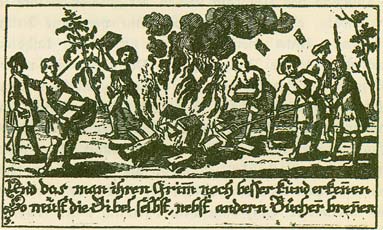 Bcherverbrennung darunter die Luther-Bibel, ...