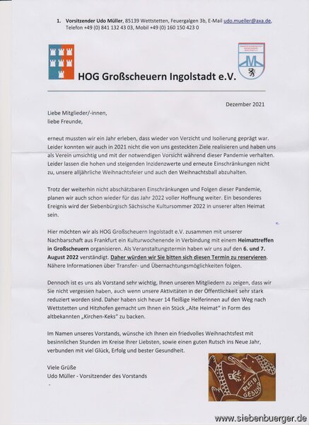Weihnachten 2021 - HOG Groscheuern Ingolstadt e.V.