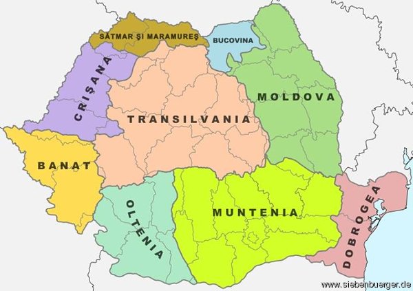 Rumnien - Landkarte mit Regionen