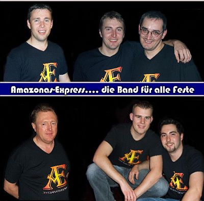 Amazonas-Express (unten von links nach rechts): Hans Reisenauer, Ralf Bhler, Markus Vge, (oben von links nach rechts) Erhard Bartesch, Alfred Elst, Erhard Fritsch.