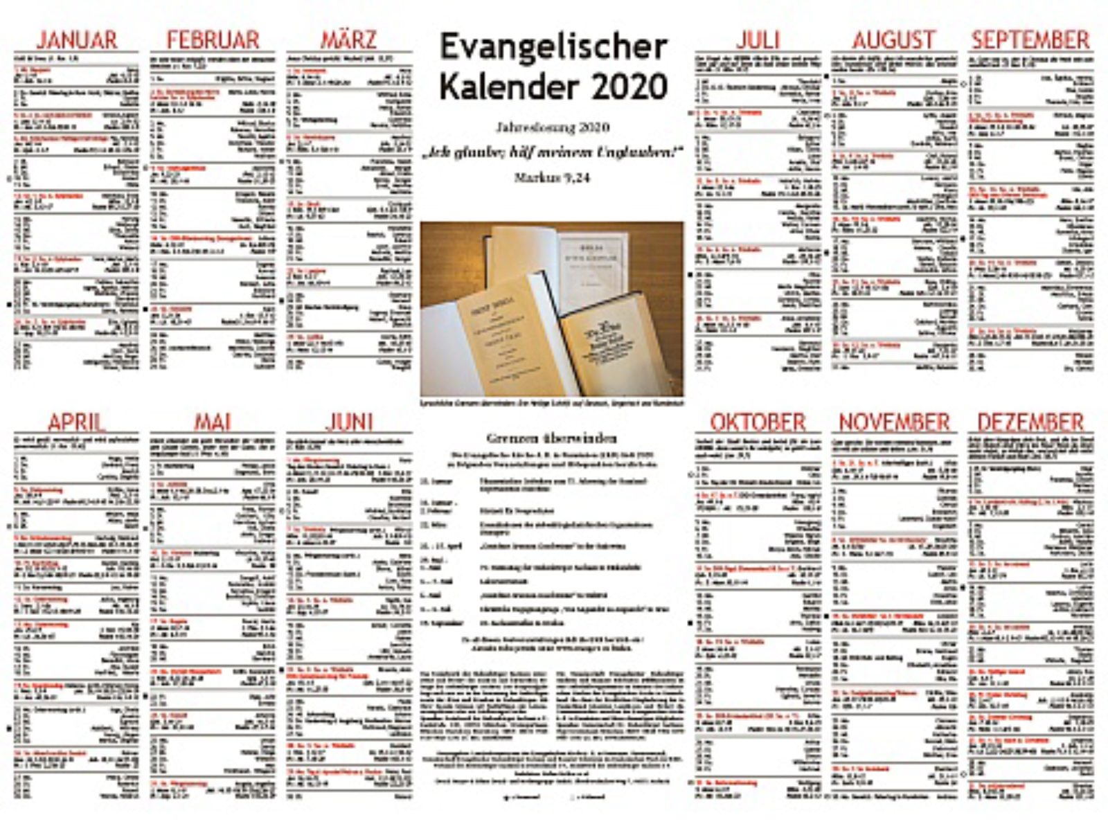 Evangelischer Kalender 2020 in hoher Druckqualität zum Herunterladen 
