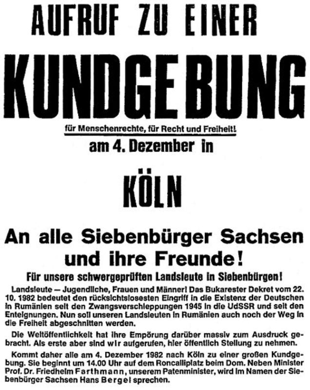 Plakat mit dem Aufruf zur "Kölner Kundgebung" von ...