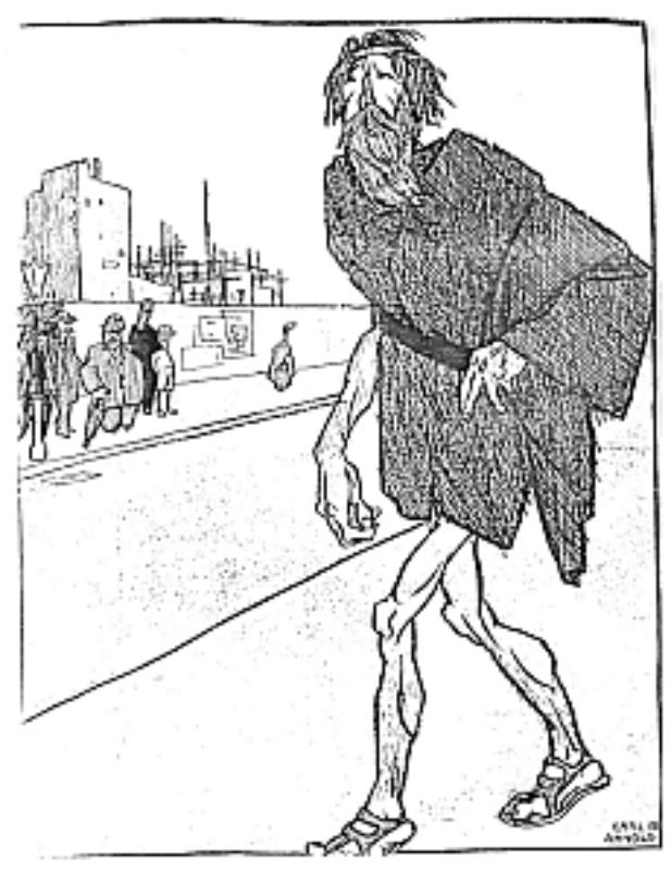 Gusto Grser, Karikatur von Karl Arnold 1908. ...