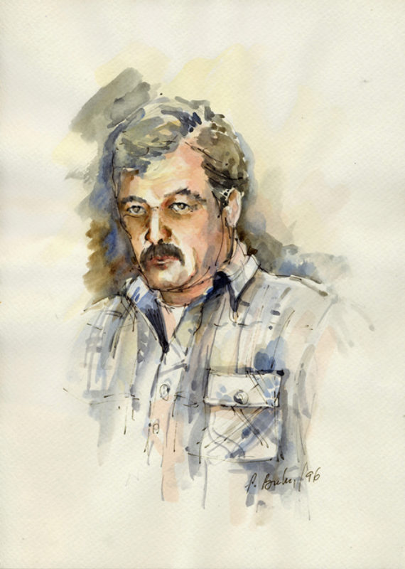 Peter Buhn: Selbstportrt, Aquarell. Foto: Rita ...