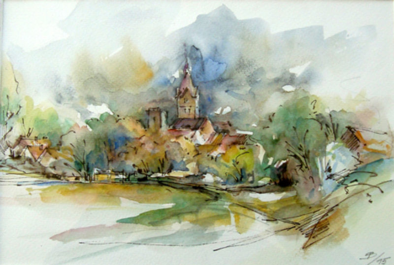 Peter Buhn: Zeiden, Aquarell, 22x29 cm, 1995. ...