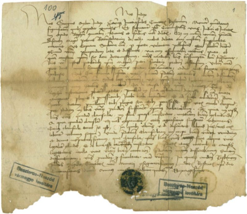 Urkunde aus dem Archiv in Klausenburg belegt 550 ...