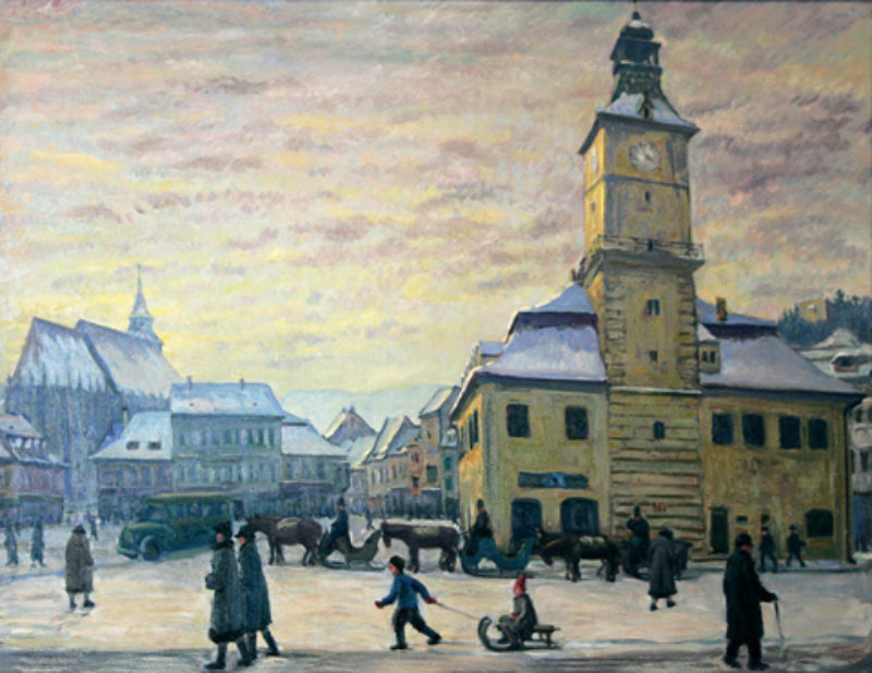 Hermann Morres, 1943, Kronstdter Marktplatz im ...