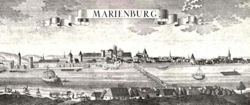 Marienburg im Jahr 1709. Gesamtpanorama von der ...