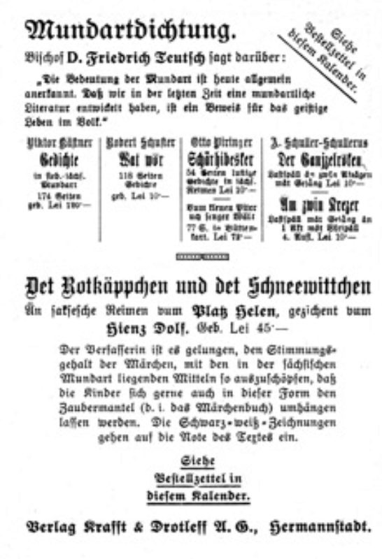 Noch 1930 warb der mittlerweile zum Verlag Krafft ...