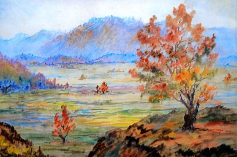 Hans Hermann: „Herbstlandschaft“, Aquarell, 1973 ...