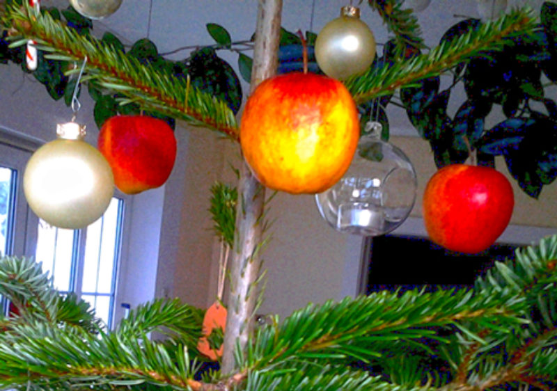 Rote pfel sind ein schner Christbaumschmuck. ...