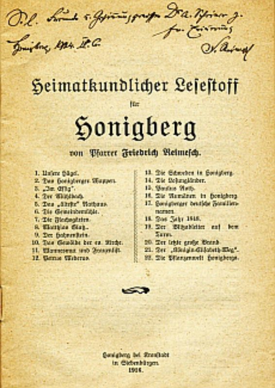 Heimatkundliche Broschre von Friedrich Reimesch ...