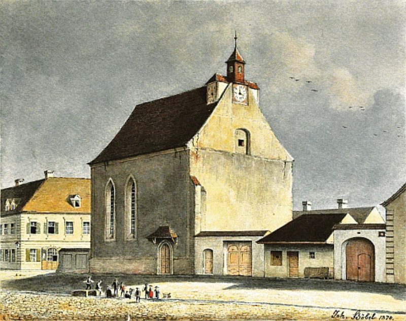 Elisabethkirche in Hermannstadt, Aquarell von ...