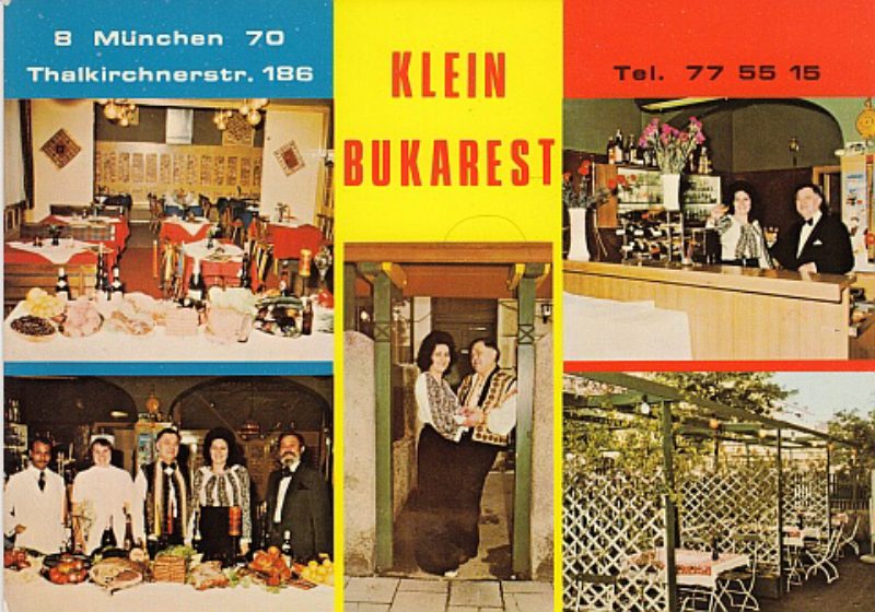 Reklamepostkarte des Münchner Lokales „Klein ...