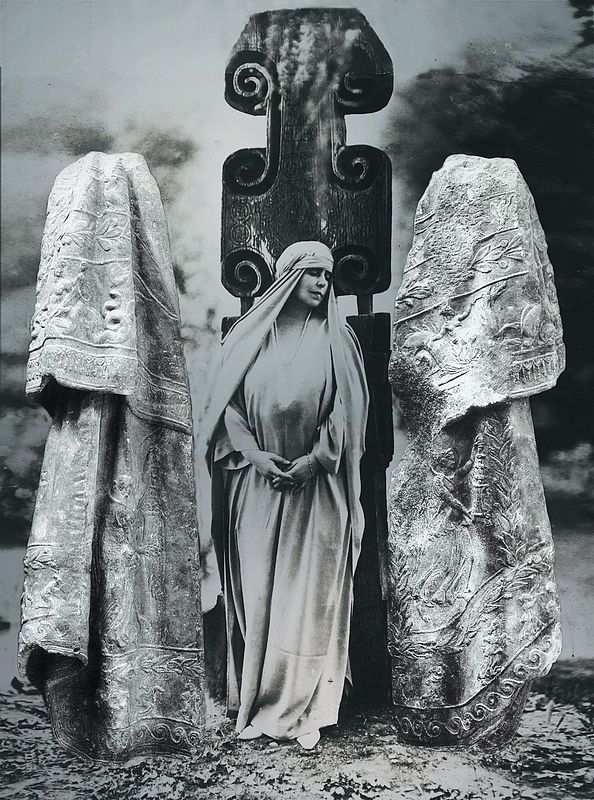 Knigin Maria im Park der Trzburg. Fotocollage ...