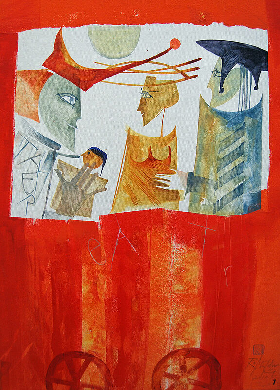 „Theater“, 2010, Acryl auf Leinwand, 70 x 50 cm ...