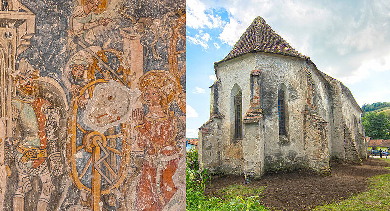 Mittelalterliche Freske in der Dorfkirche ...