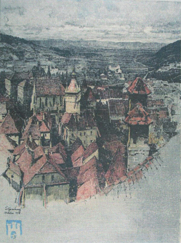 „Schäßburg“, Farblithographie, 1916 ...