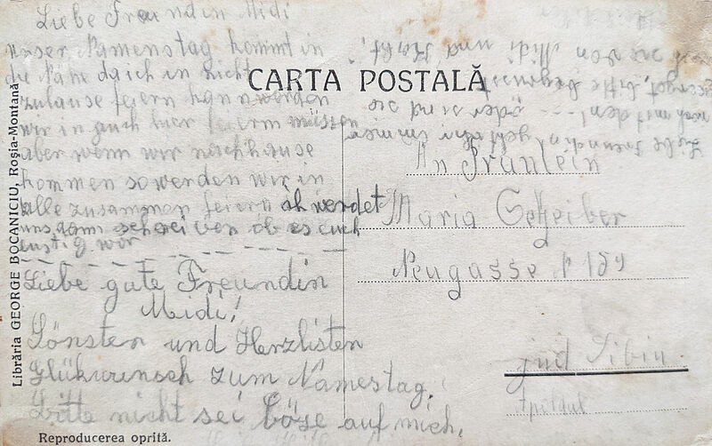 Rückseite der Postkarte, die Midi und Kathi 1943 ...