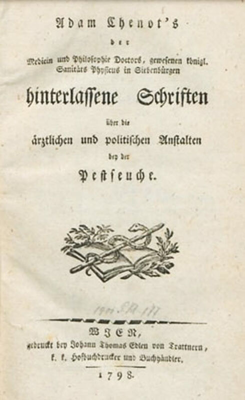 „Adam Chenot‘s hinterlassene Schriften“, 1798 ...