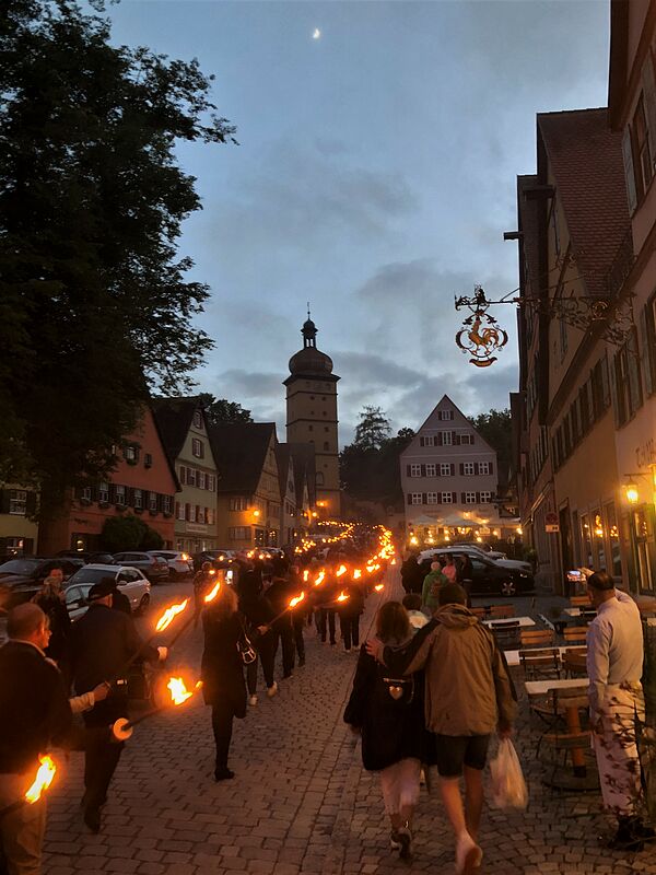 Der Fackelzug unterwegs zur Gedenksttte. Im ...