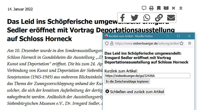 Der Kurzlink zum Online-Artikel kann ber die ...