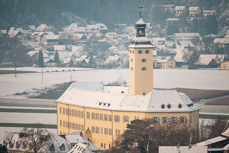 Schloss Horneck im Schnee. Foto: Marcel Tschamke ...