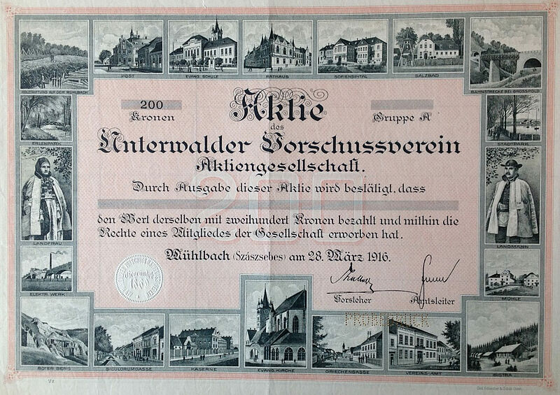 Auf der Aktie des Unterwalder Vorschussvereins ...