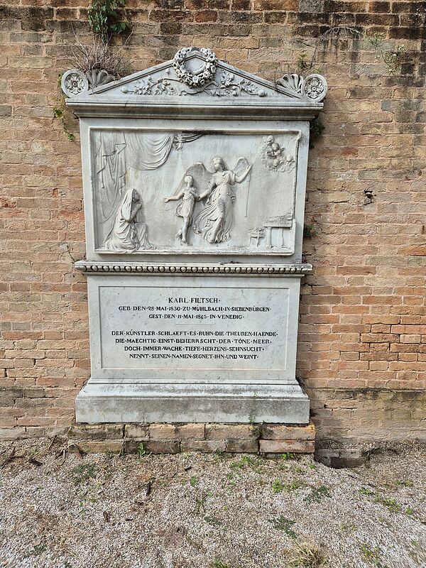 Das Grab von Carl Filtsch in Venedig, auf der ...