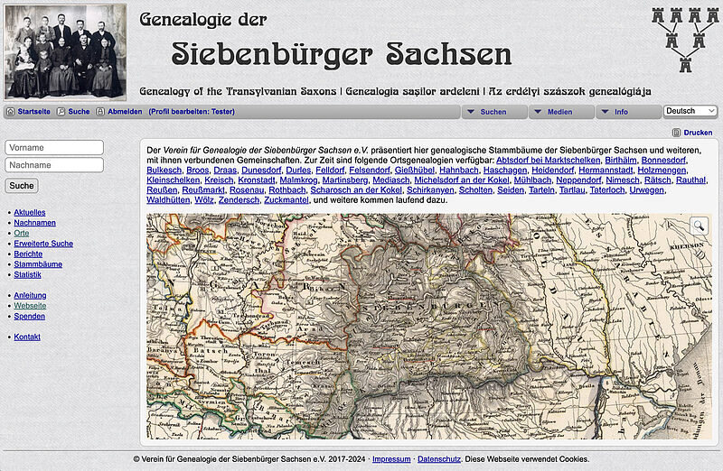 Startseite der Genealogie-Datenbank ...