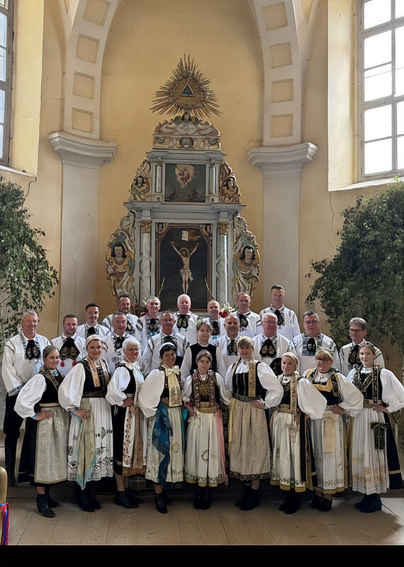 Hahnbacher Trachtentrger vor dem Altar in der ...