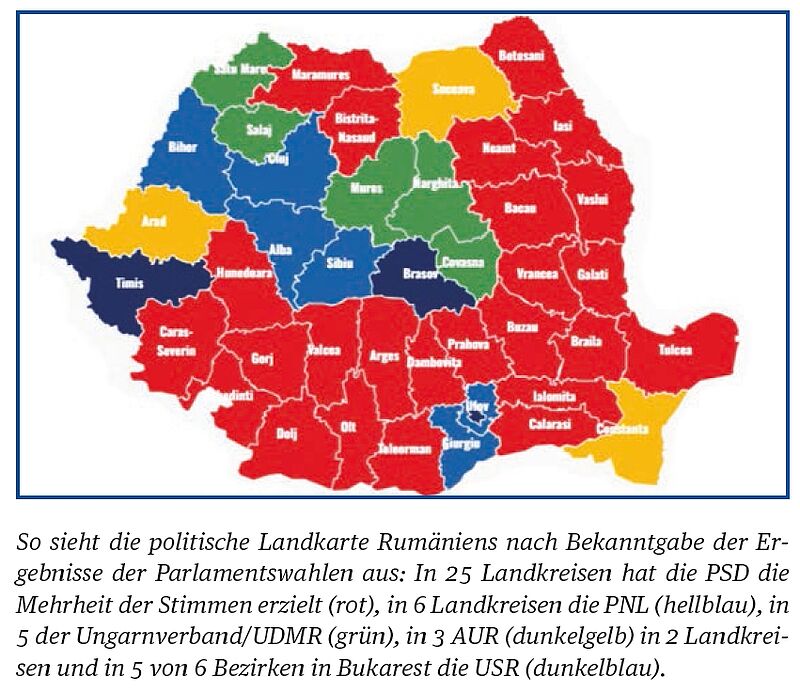 Ergebnisse der Parlamentswahlen in Rumnien. ...