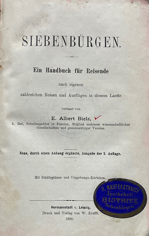 Titelblatt E. A. Bielz. Siebenbrgen. Ein ...