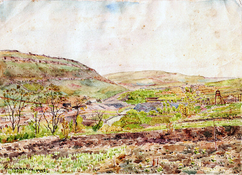 Karl Brandsch: Landschaft beim Lager Parkomuna. ...