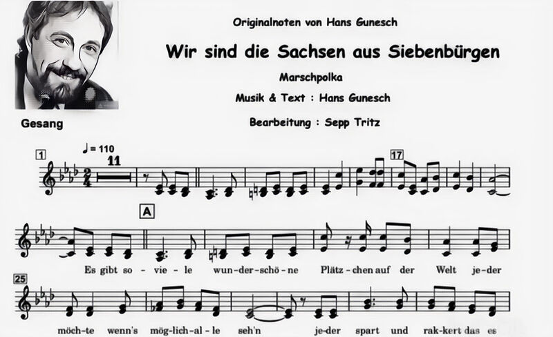 Ausschnitt aus den Noten der Gesangsstimme ...