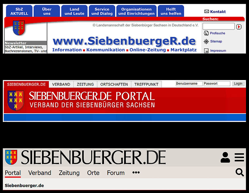 Der Header von Siebenbuerger.de in den Jahren ...