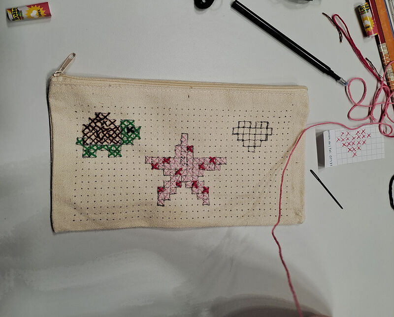 Abb. 1 Besticktes Täschchen mit Kreuzstich. ...