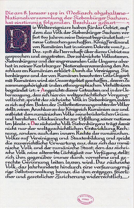 Die Mediascher Anschlusserklrung von 1919 (aus ...