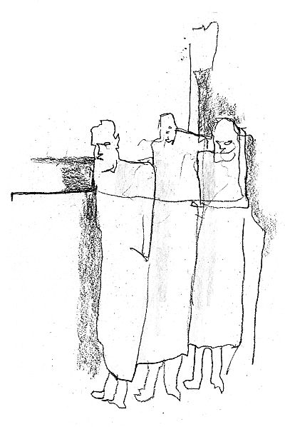 Friedrich von Bmches: Die drei Weisen, Bleistiftzeichnung, 1997, 30 x 20 cm.