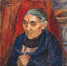 Grete CSAKI-COPONY: Alte Buerin mit blauem Schal, 1927. l auf Leinwand