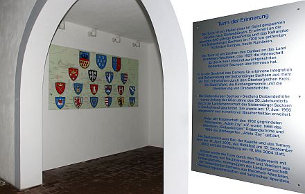 Wappentafel im Torbogen des Turms der Erinnerung in Drabenderhhe. Foto: Christian Melzer