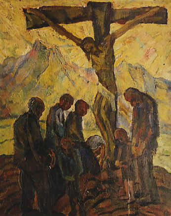 Hans Eder: Die Kreuzigung Christi in siebenbrgischer Landschaft. l auf Leinwand, um 1925. Im Besitz des Kronstdter evangelischen Pfarramts. Foto: Konrad Klein