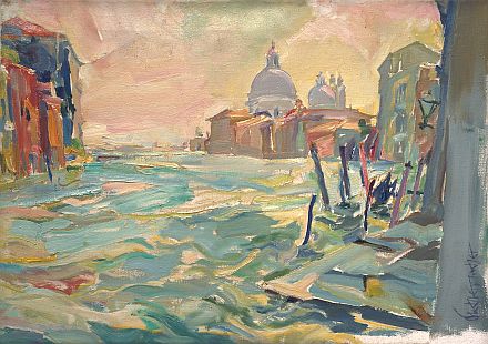 Otto Flechtenmacher: Venedig, l auf Leinwand, 44,5 x 63,5 cm, signiert.