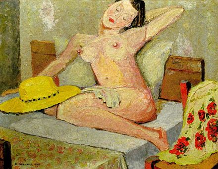 Hermann KONNERTH: Akt mit gelbem Hut, 1927, l auf Leinwand
