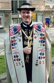 SJD-Bundesjugendleiter Rainer Lehni beim Oktoberfestzug in Mnchen, September 2001.